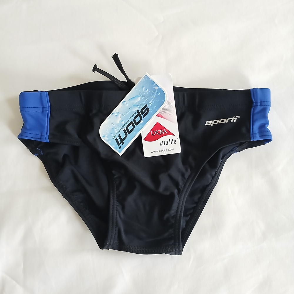 Kid's Black and Blue Swim Briefs
